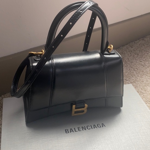 Balenciaga - WOMEN'S HOURGLASS SMALL HANDBAG (Black) - Picture 1 of 6